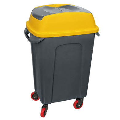 Бак для мусора на колесах Planet Hippo 50 л антрацитовый-желтый