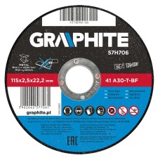 Диск відрізний по металу,  115 x 2.5 х 22.2 мм, 41 A30-T-BF Graphite