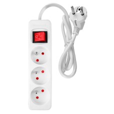 Удлинитель 1,5 м Neo Tools 90-176, 3 розетки, белый, с выключателем ON/OFF