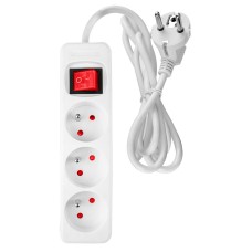 Удлинитель 3 м Neo Tools 90-178, 3 розетки, белый, с выключателем ON/OFF