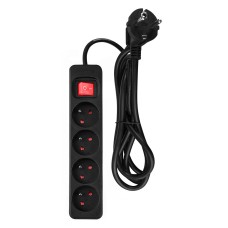 Удлинитель 1,5 м Neo Tools 90-184, 4 розетки, черный, с выключателем ON/OFF