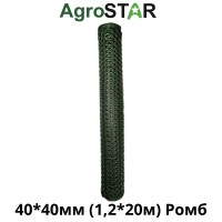 Сітка пласт.для огорожі"AgroStar"40*40мм(1,2*20м)Р