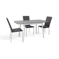 Стіл Соло 110(+35)*70 білий метал/мрамор світл