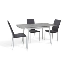 Стіл Соло 110(+35)*70 білий метал/мрамор світл