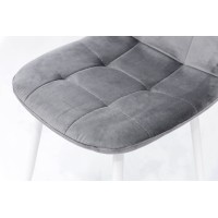 Стілець Квест, білий /велюр світло-сірий