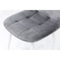 Стілець Квест, білий /велюр світло-сірий