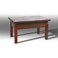 Стіл-трансформер ФЛАЙ, тем.горіх + скло абстракція