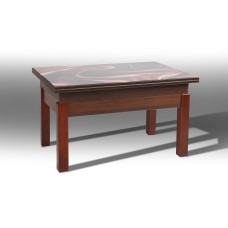 Стіл-трансформер ФЛАЙ, тем.горіх + скло абстракція