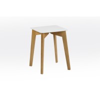 Табурет Сінгл каркас дуб/кришка біла---
