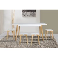 Стіл Сінгл (130+30)/80 ніжки дуб/столешня біла---