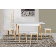 Стіл Сінгл (130+30)/80 ніжки дуб/столешня біла---