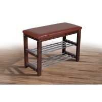 Лавка для взуття №1,тем.горіх кож.зам, коричневий