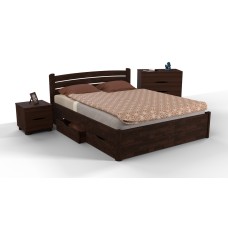 Ліжко Софія з ящиками 1600*2000, тем. горіх