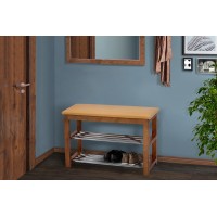 Лавка для взуття №1, св.горіх, кож.зам, бежевий