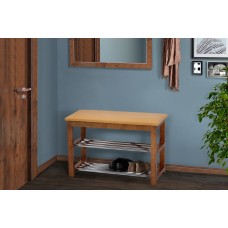 Лавка для взуття №1, св.горіх, кож.зам, бежевий