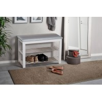 Лавка для взуття №1, біла, кож.зам, сірий