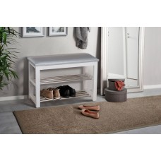 Лавка для взуття №1, біла, кож.зам, сірий