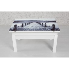 Стіл-трансформер ФЛАЙ, білий+скло (міст) fp-1118