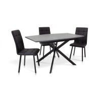 Стіл Річард 140(+40)*85 чорний метал/мрамор темний