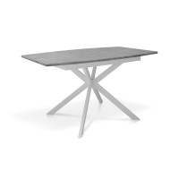 Стіл Річард 140(+40)*85 білий метал/мрамор світл