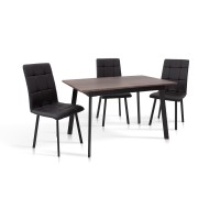 Стіл Етна 120(+40)*75 чорний метал/дуб ТК (горіх)