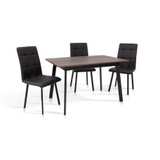 Стіл Етна 120(+40)*75 чорний метал/дуб ТК (горіх)