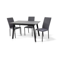 Стіл Етна 120(+40)*75 чорний метал/мрамор темний