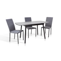 Стіл Соло 110(+35)*70 чорний метал/мрамор темн