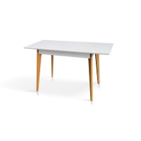 Стіл Міраж (980+32)/68 ніжки натур/столешня біла