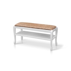 Банкетка з полкою Сієста 900, біла/бежева тканина