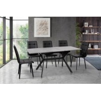 Стіл Хьюстон 130(+40)*77 чорний метал/мрамор темн