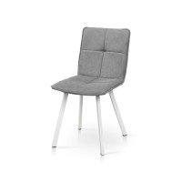 Стілець Тетріс, метал білий/ тканина світло сіра