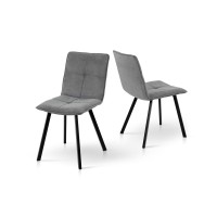 Стілець Тетріс, метал чорний/ тканина світло сір--