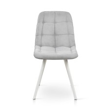 Стілець Софт, метал білий/ тканина світло сіра