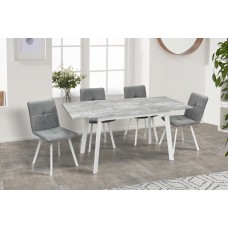 Стіл Етна 120(+40)*75 білий метал/базальт