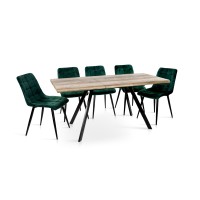 Стіл Метрополь (120+40*80), чорний/штучний шпонMDF