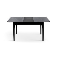 Стіл Фієста (110+35)*70, чорний/мрамор чорний