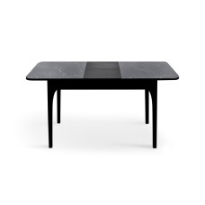 Стіл Фієста (110+35)*70, чорний/мрамор чорний