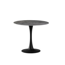 Стіл Опал (D=90), чорний/кераміка Армані грей