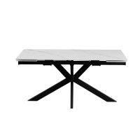 Стіл Квант 160 (+60)*90, чорний/кераміка білий