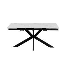 Стіл Квант 160 (+60)*90, чорний/кераміка білий