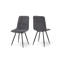 Стілець ФРЕШ (круглий) чорний/букле темно сіра