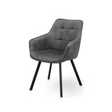 Крісло Тандем, чорний/ велюр темно-сірий