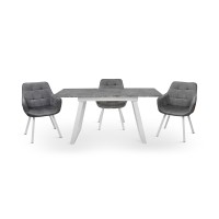 Стіл Тандем 120(+40)*75 білий метал/мрамор світл