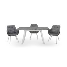 Стіл Тандем 120(+40)*75 білий метал/мрамор світл