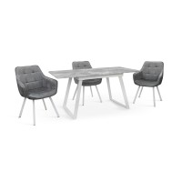 Стіл Тандем 120(+40)*75 білий метал/базальт