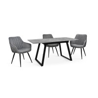 Стіл Тандем 120(+40)*75 чорний метал/базальт