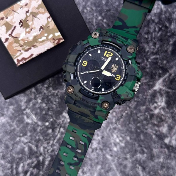 Годинник наручний Patriot 006CMGRUAGD Тризуб золото Зелений камуфляж + Коробка.
