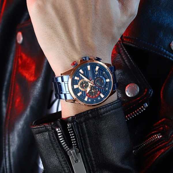 Годинник наручний Curren 8415 Blue-Gold