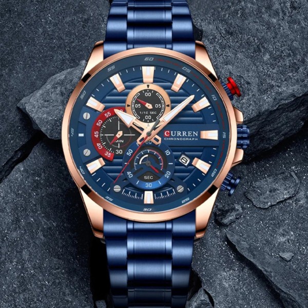Годинник наручний Curren 8415 Blue-Gold